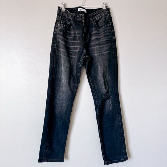 Zara Black Straight Leg High Rise Jean Size 4 - Picture 2 of 6
